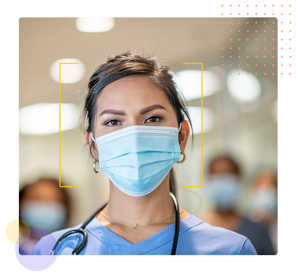 Nurse in scrubs with a mask - HealthStream